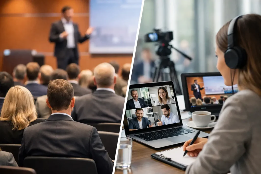 Evento presencial vs evento híbrido: qué conviene